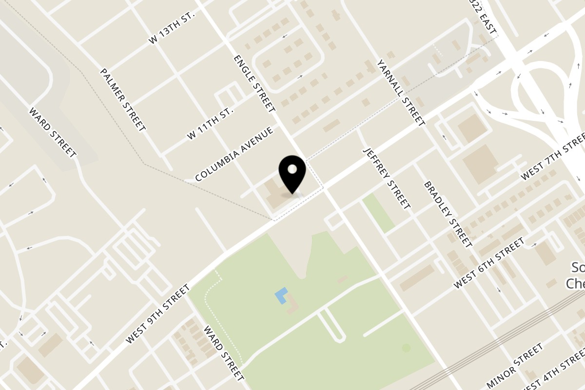 Map showing the location of Chester Fried Chicken on 2214 W 9th St in Chester